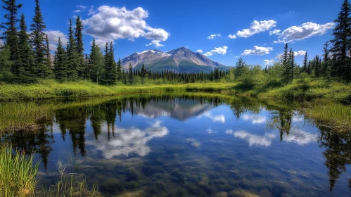 Peaceful Mountain Scenery with Clear Lake