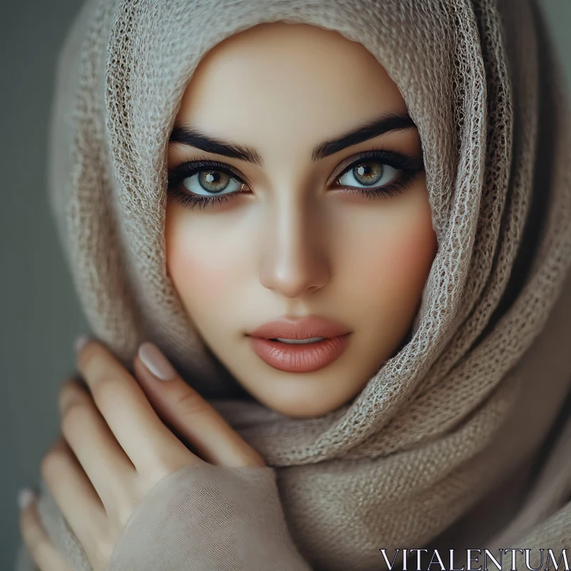 Woman in Scarf with Captivating Gaze