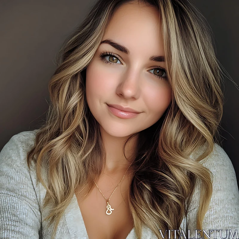 Beautiful Blonde Woman Portrait AI Image