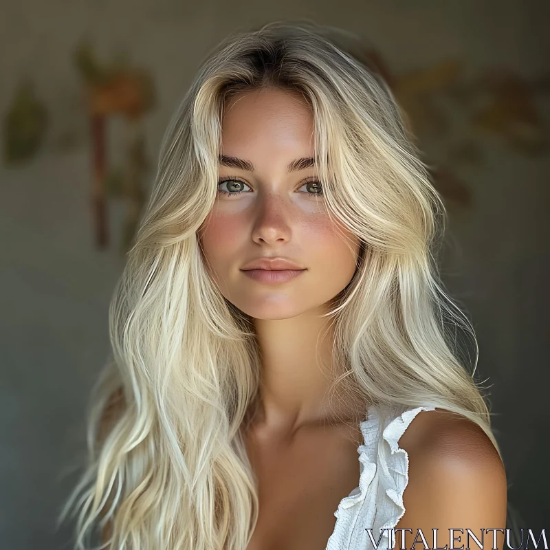 Peaceful Blonde Woman Portrait AI Image