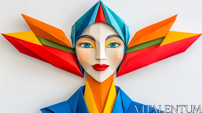 AI ART Geometric Origami Female Portrait