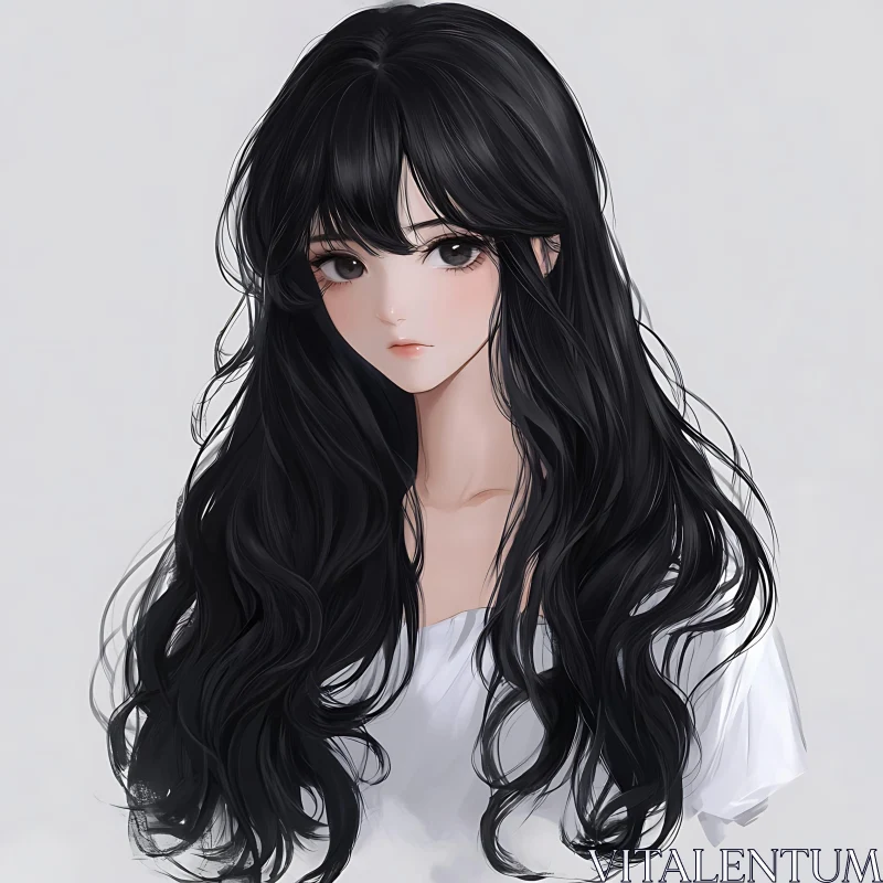 Serene Anime Girl Portrait AI Image