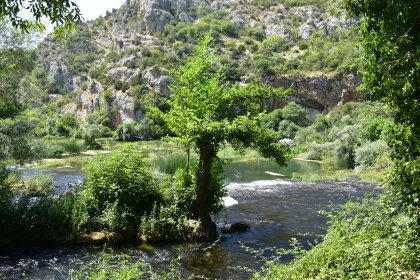 Scenic Natural River and Cliff View