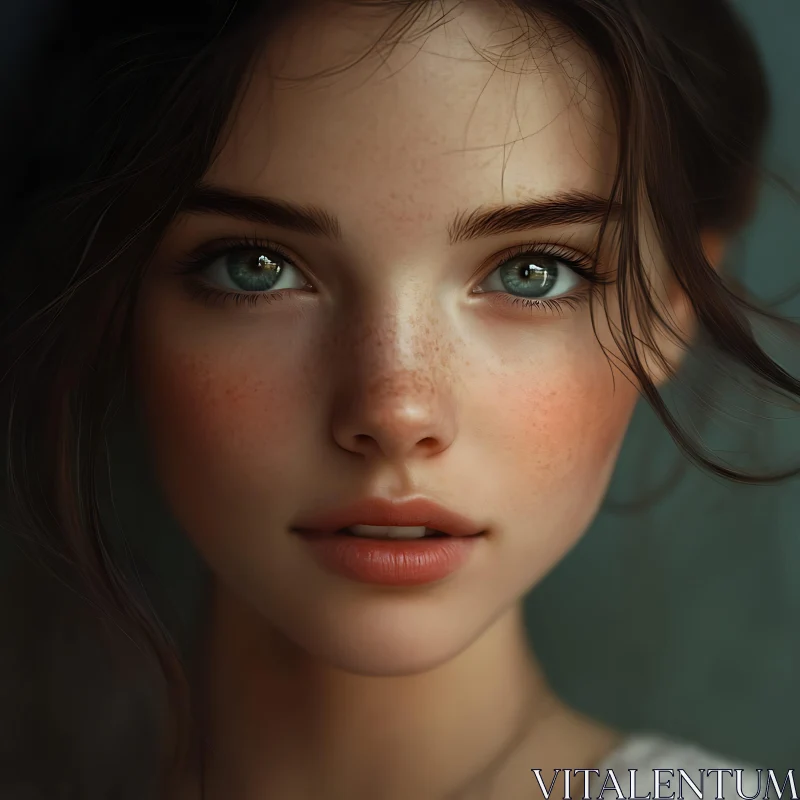 Ethereal Woman Portrait with Soft Lighting AI Image