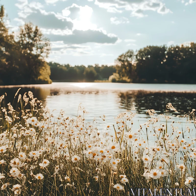 AI ART Tranquil Waters and Blossoms