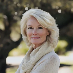 Serene Outdoor Portrait of a Blonde Woman