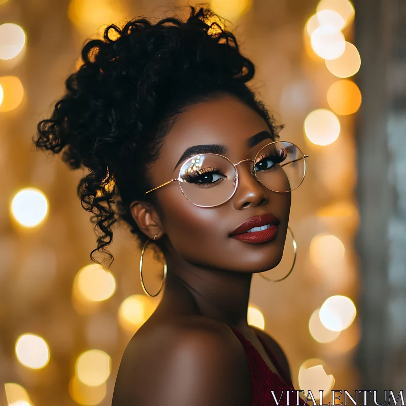 Sophisticated Woman with Stylish Glasses AI Image