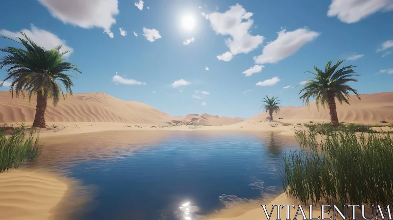 Tranquil Oasis in Arid Desert AI Image