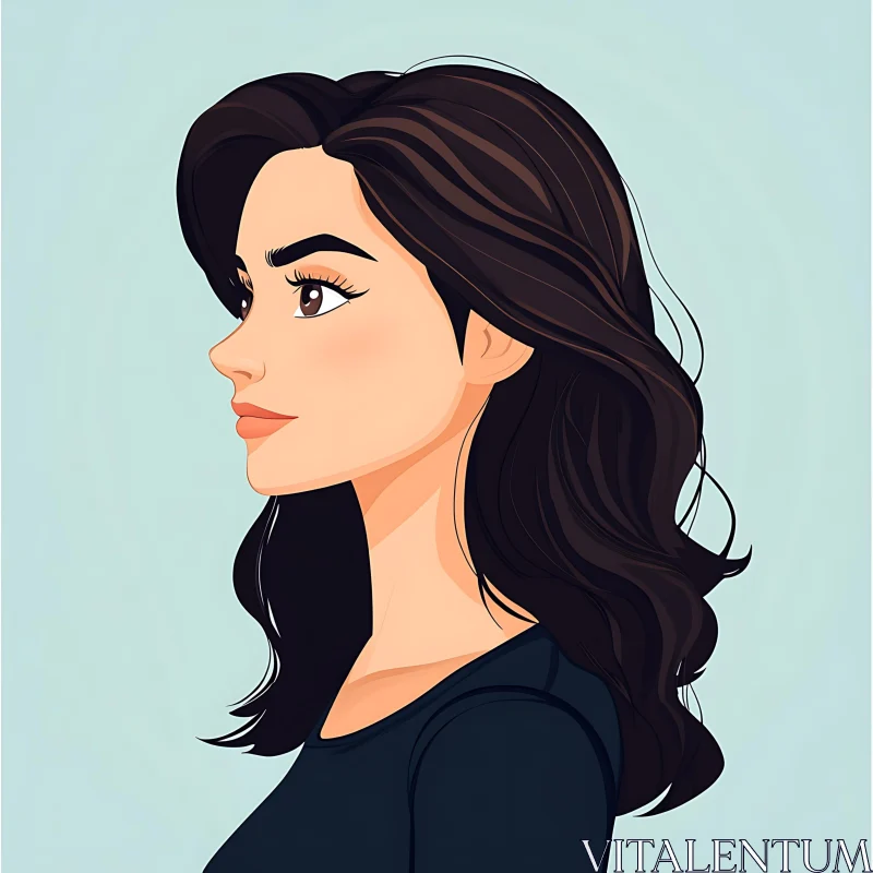 Side View Vector Illustration of a Woman AI Image