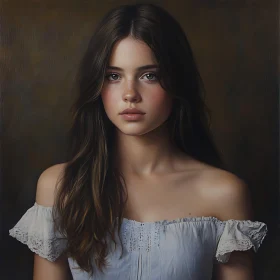 Young Girl Portrait in White Dress