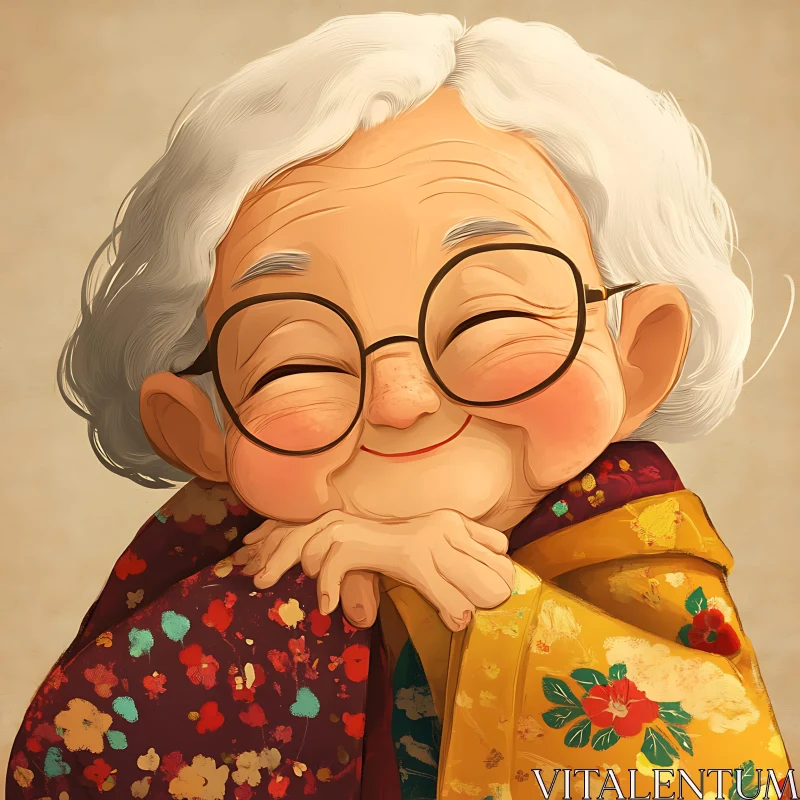 AI ART Content Elderly Woman Wearing Glasses