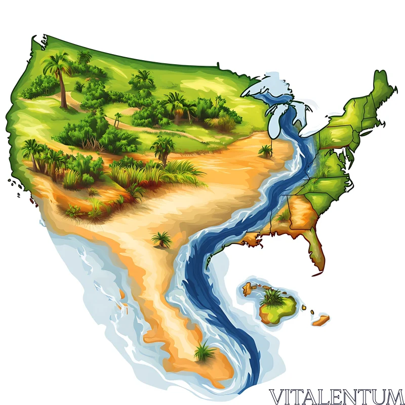 Colorful USA Map Illustration AI Image