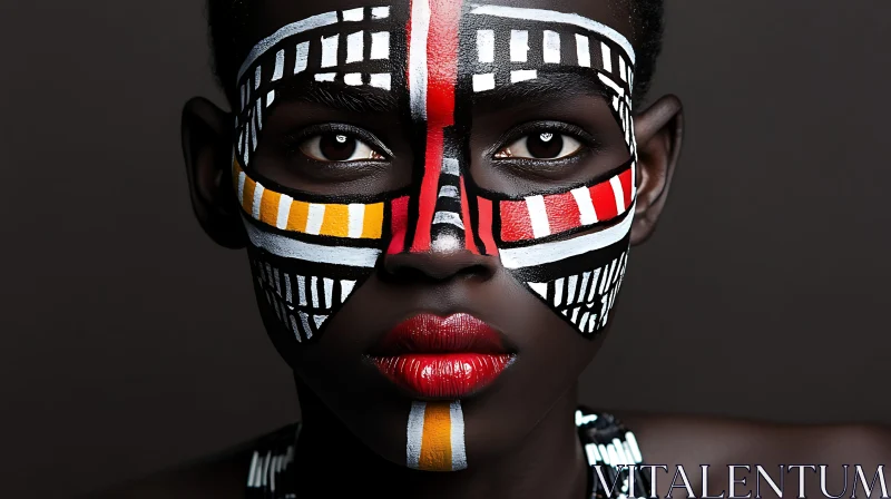 Colorful Tribal Face Paint Art AI Image