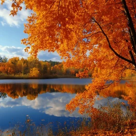 Peaceful Lake Scene During Autumn