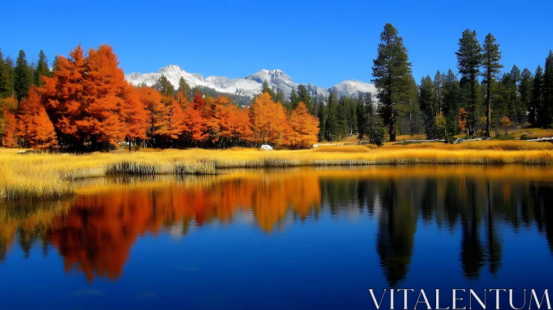 AI ART Picturesque Autumn Landscape with Lake and Mountains