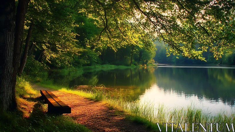 AI ART Serene Lakeside with Forest Reflections