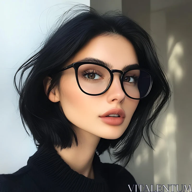 Stylish Woman Wearing Glasses AI Image