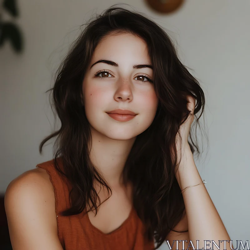 AI ART Serene Portrait of a Young Brunette Woman