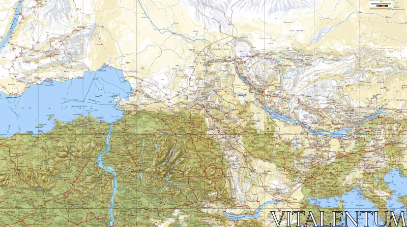 Intricate Geographic Map Featuring Varied Landscapes AI Image