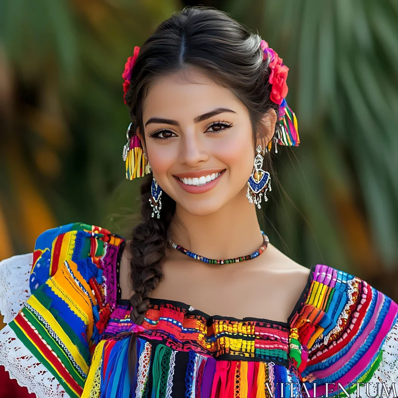 AI ART Mexican Woman in Colorful Attire