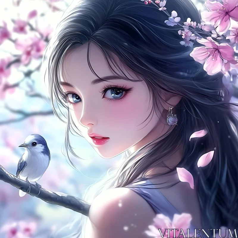 AI ART Delicate Anime Girl in Nature