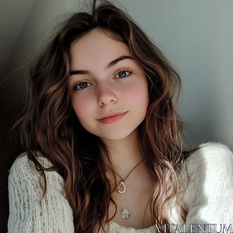 Natural Beauty Portrait of a Young Woman AI Image