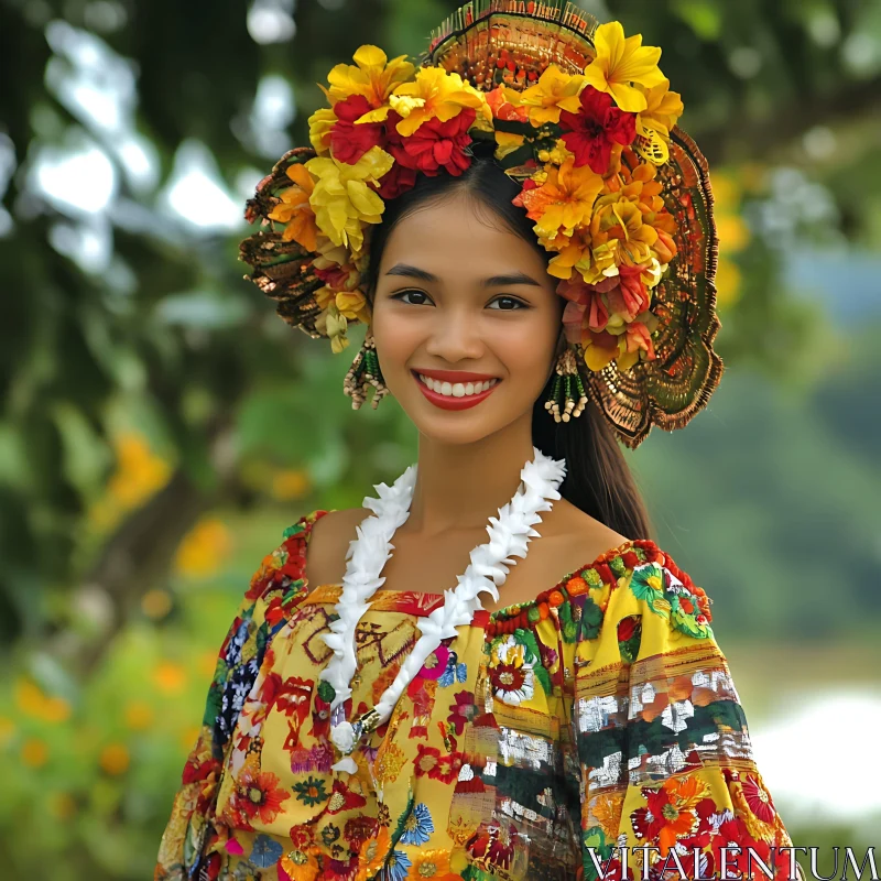 Colorful Floral Traditional Attire AI Image