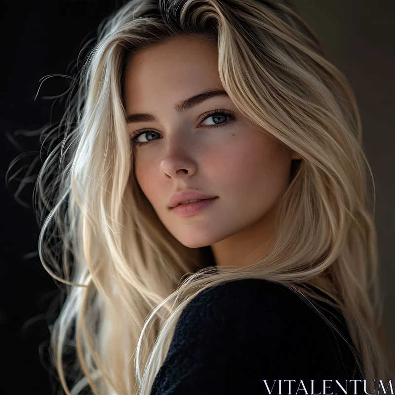 Elegant Blonde Model Portrait AI Image