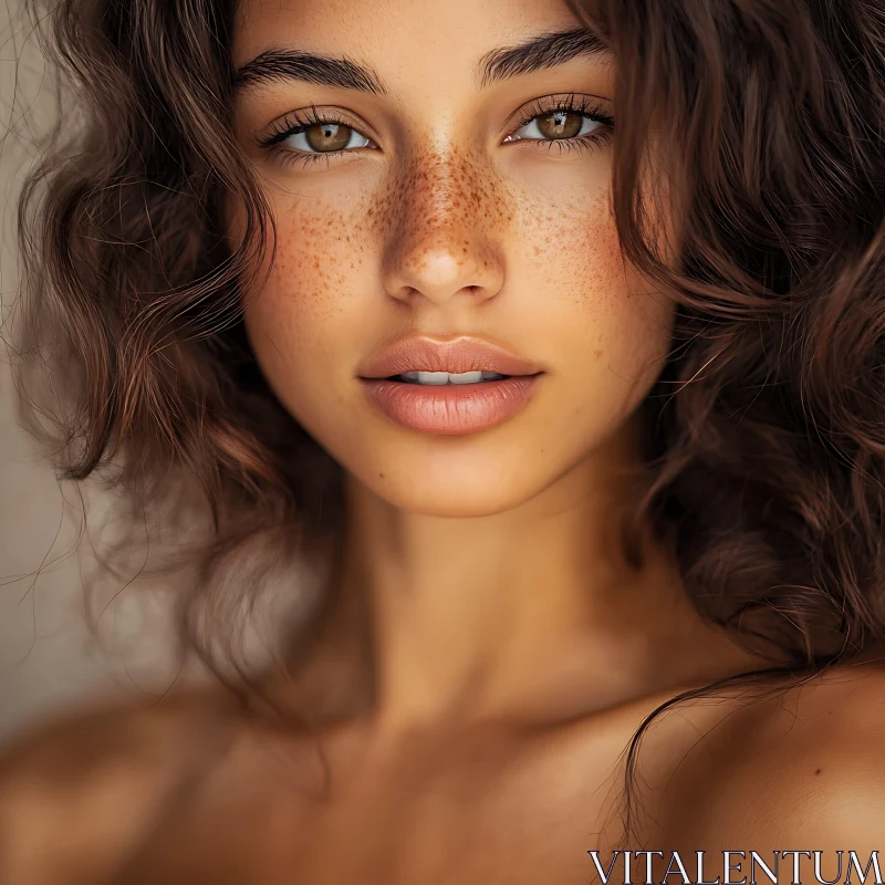 AI ART Natural Beauty of a Freckled Woman