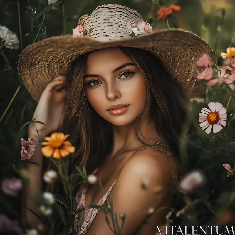 Floral Hat Lady in Bloom AI Image