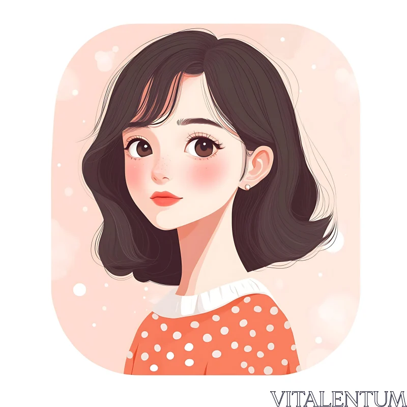 AI ART Anime Portrait of Young Girl with Black Hair