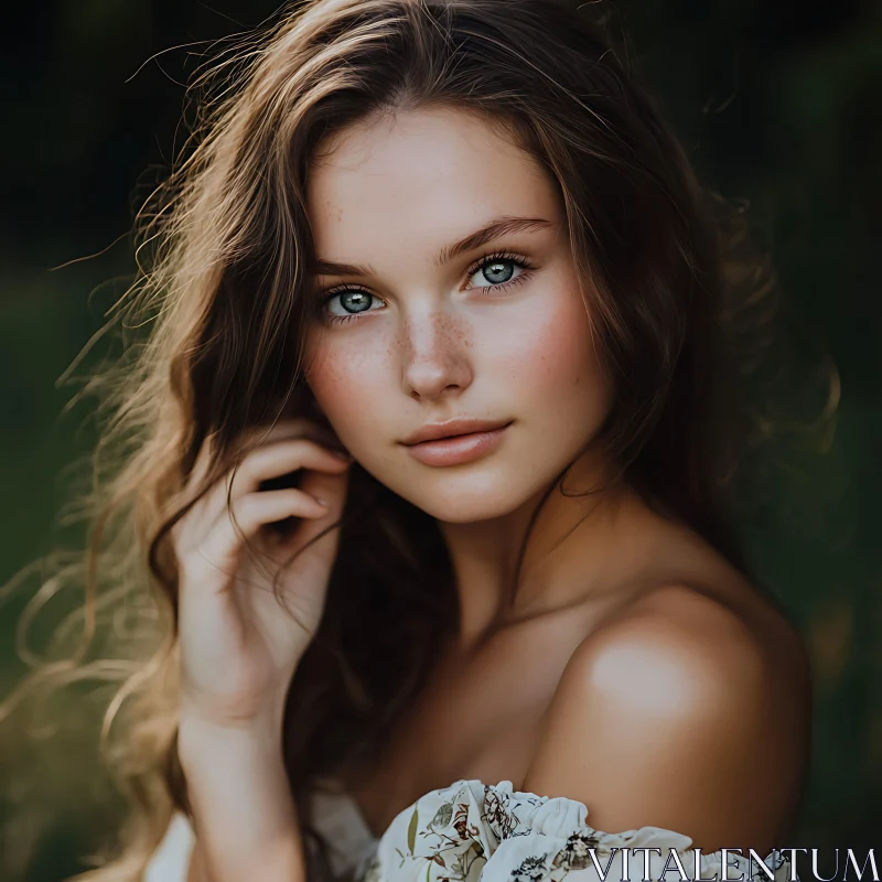 AI ART Natural Beauty: Outdoor Portrait of a Young Woman