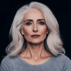 Graceful Woman's Portrait with Flowing Gray Hair