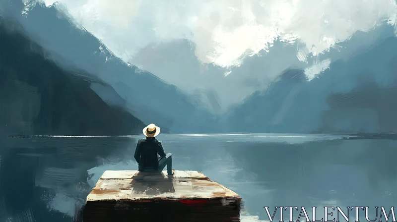 AI ART Contemplative Moment by the Lake