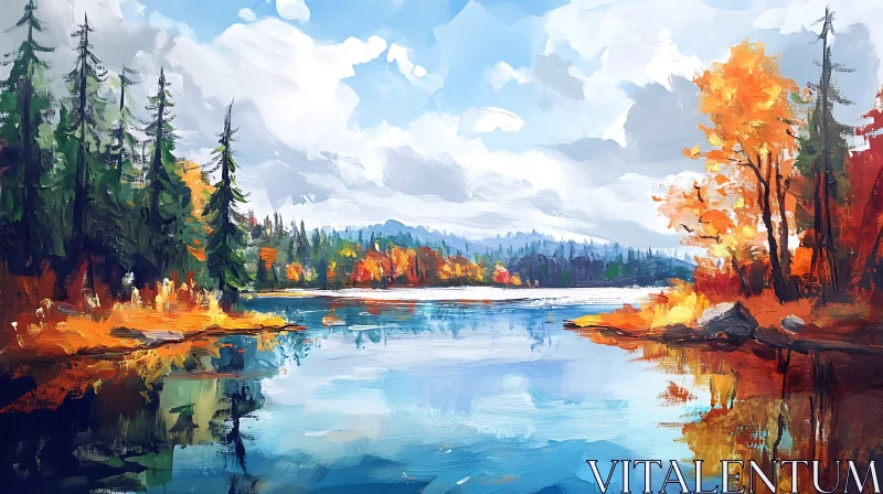 AI ART Serene Autumn Landscape by the Lake