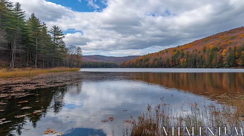 Serene Lake with Autumnal Reflections AI Image