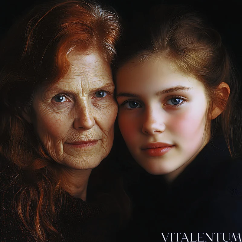 Contrast of Age and Youth in Family Portrait AI Image