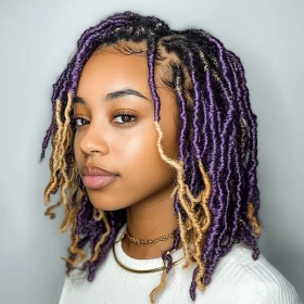 Stylish Twist Braids with Purple and Blonde Shades