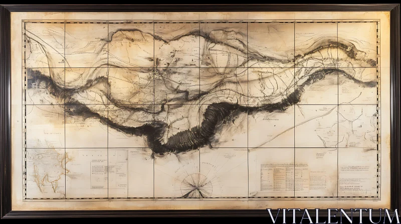 Antique Cartographic Piece in Sepia AI Image