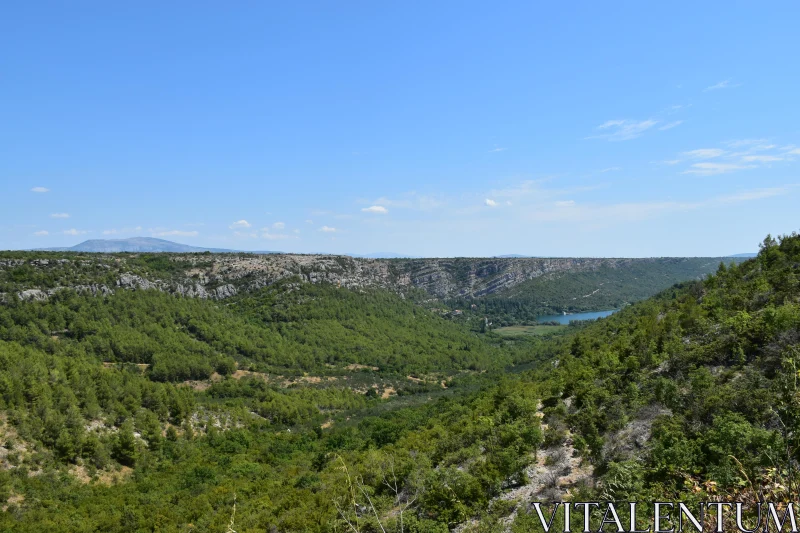 PHOTO Peaceful Green Valley with Blue Sky