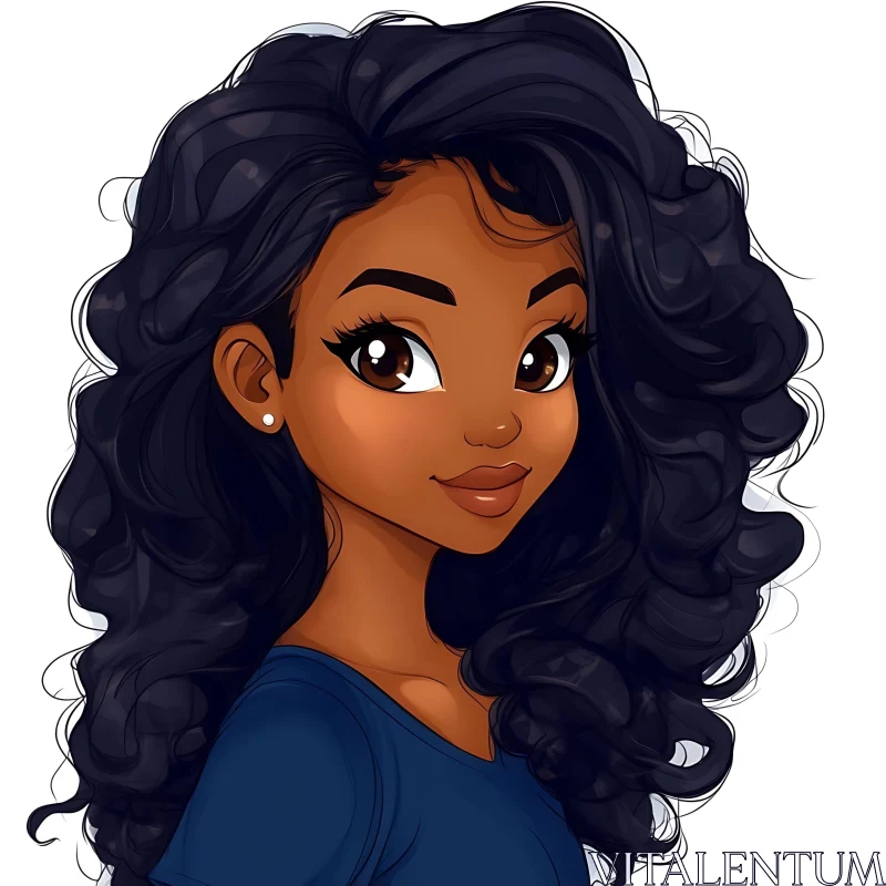 Anime Portrait of Curly Haired Character AI Image