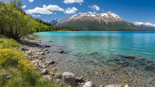 Peaceful Mountain Lake Surrounded by Lush Nature