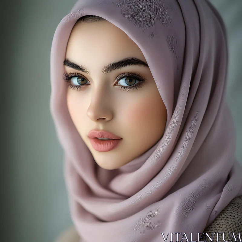 Elegant Woman in Lavender Scarf AI Image