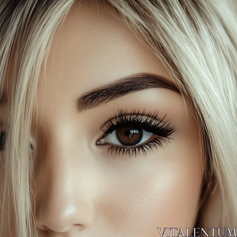 Elegant Close-Up of Woman's Eyes with Makeup AI Image