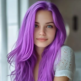 Serene Woman with Vibrant Hair