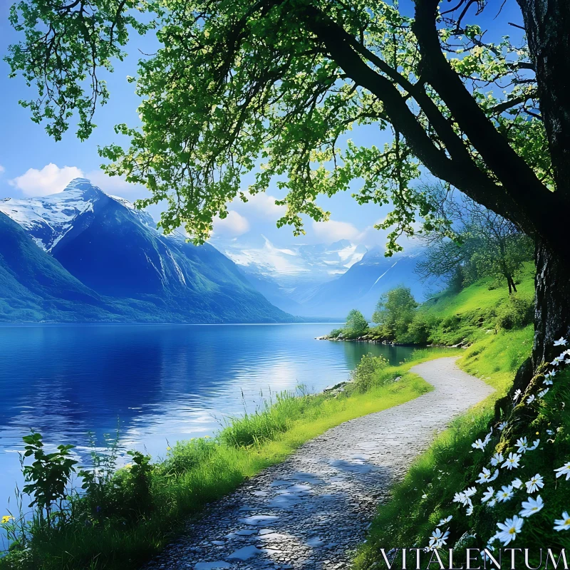 AI ART Tranquil Lakeside Pathway