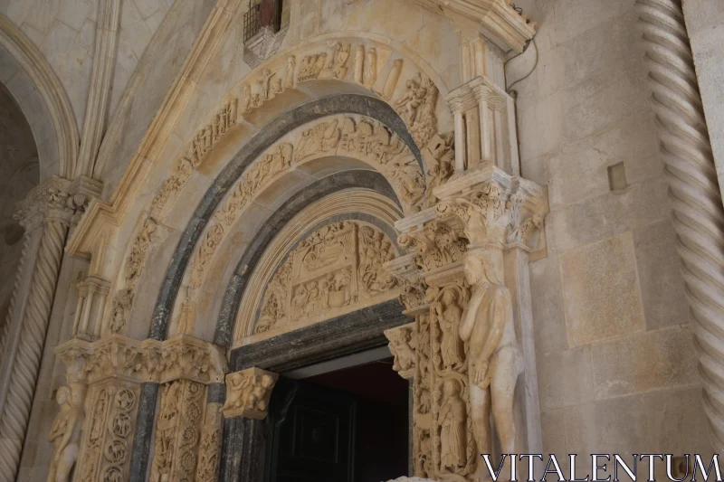 Historic Ornate Carved Doorframe Free Stock Photo