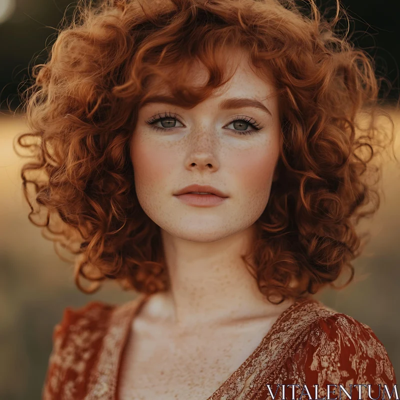 AI ART Freckled Redhead Woman in Natural Light