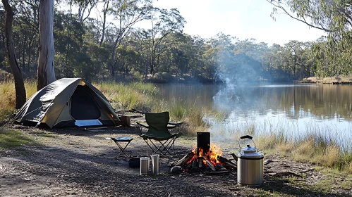 Tranquil Forest Camping by the Lake