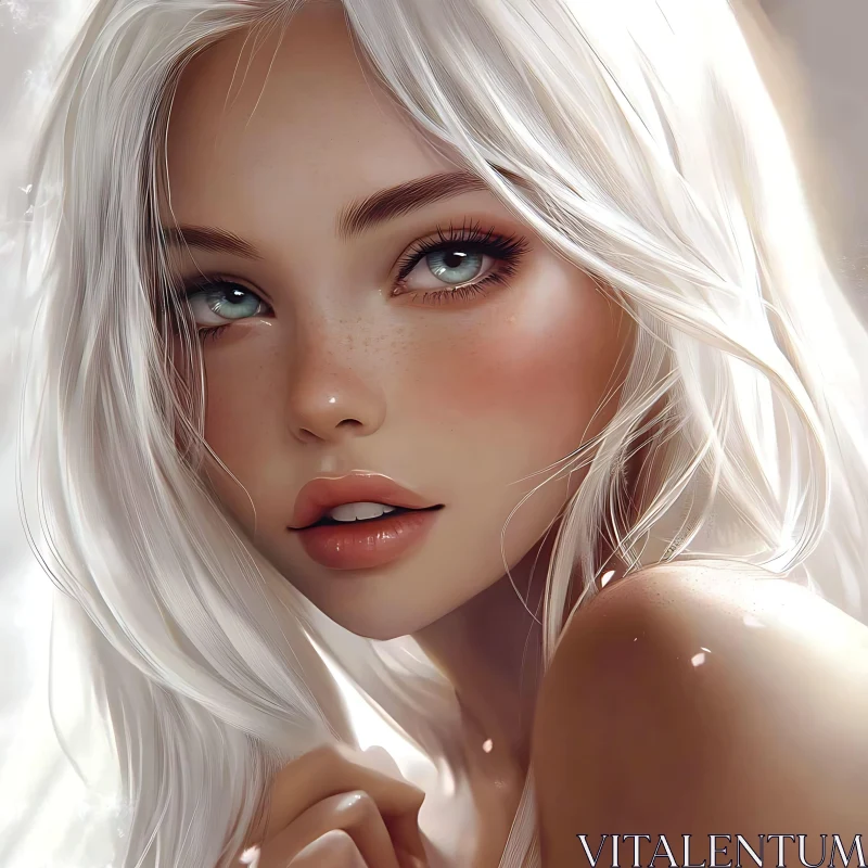 Dreamy Portrait of Blonde Woman AI Image